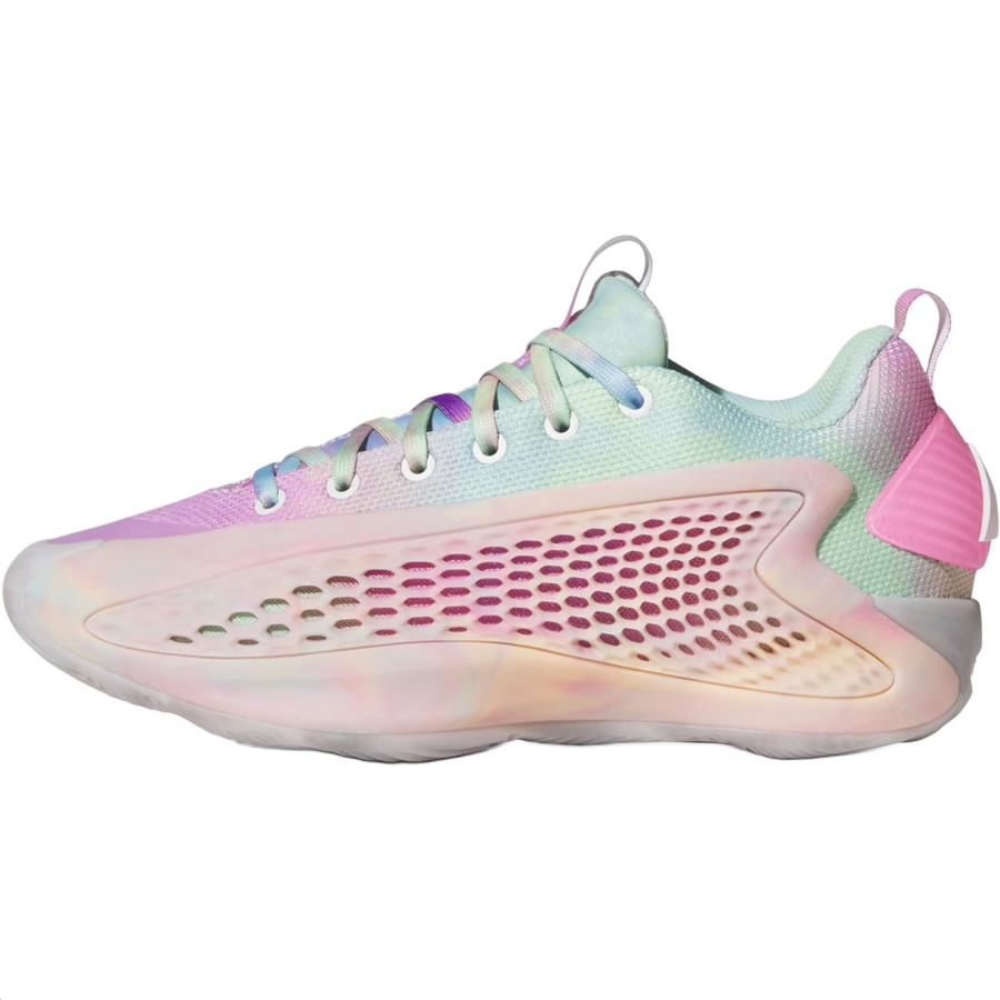 Adidas Adidas A.E. 1 Slip Resistant Abrasion Resistant Low top Children's Basketball Shoes White Pink