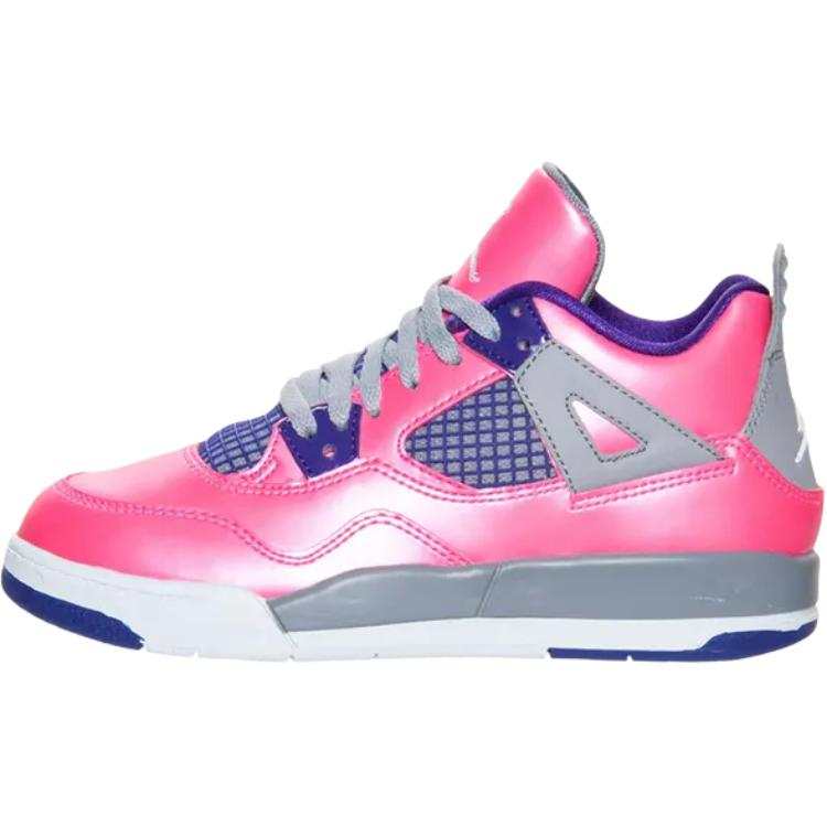 Jordan Jordan Air Jordan 4 Patent Leather Mid top Children's Basketball Shoes Pink Children Aged 3 7 Years Old