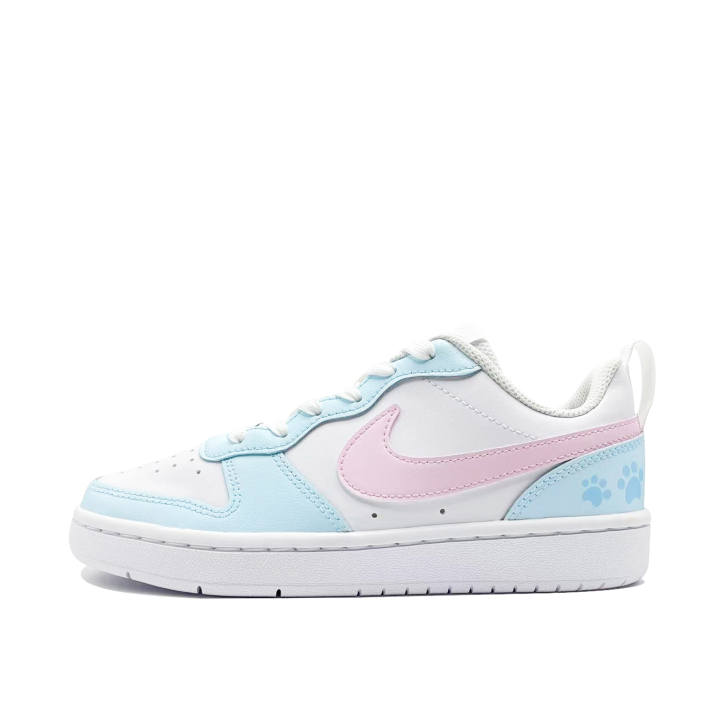 Nike Nike Court Borough Blue Cat Footprints Leather Slip Resistant Cushioning Abrasion Resistant Low top Skateboard Shoes