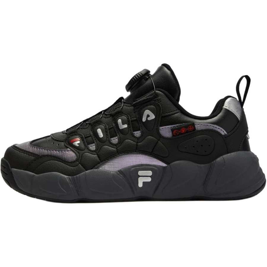 FILA KIDS Heritage FHT Lightweight Cushioning Low top Children's Basketball Shoes Black/Shadow Black Gray Kids'