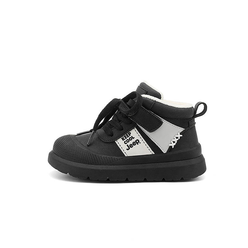 Jeep Soft And Comfortable Fleece Lined Lining, Hook and Loop Kids Lifestyle Shoes Black Kids'