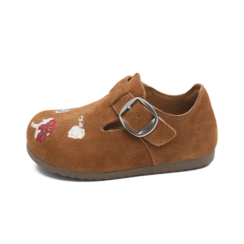 BODING BODING Cow Suede Slip Resistant Anti Kick Lightweight Cushioning Low top Kids' Leather Shoes Camel Kids'