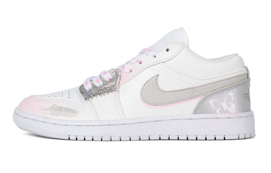 Jordan Jordan Air Jordan 1 Butterfly Mousse Synthetic Leather Children's Basketball Shoes Light Gray Teenagers