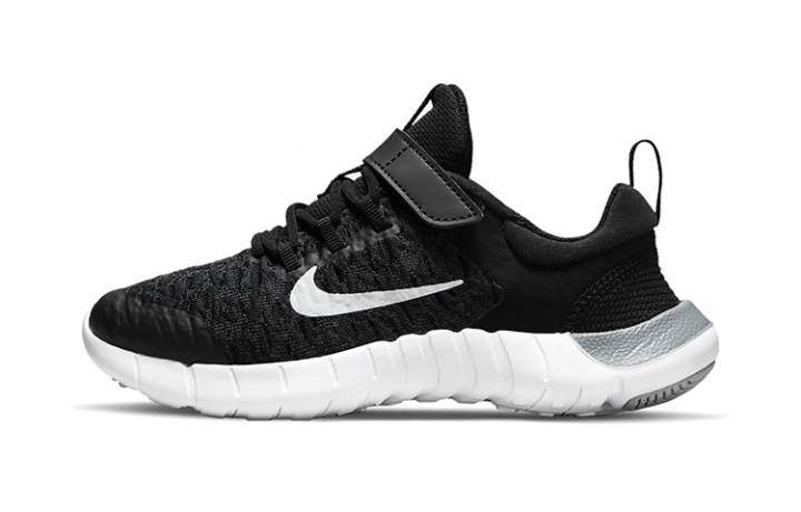 Nike Nike Free RN Cushioning Low top Kids' Running Shoes Black White Children Aged 3 7 Years Old