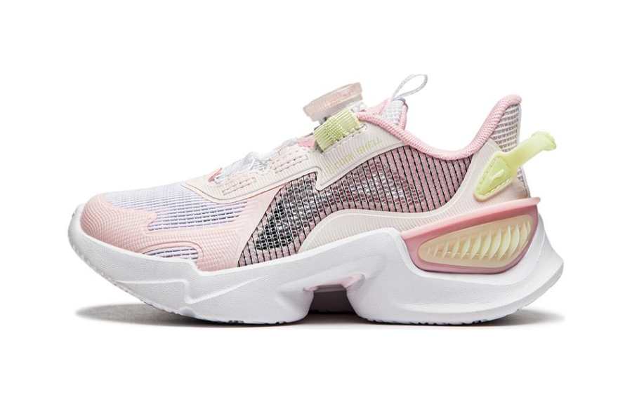Li-Ning YOUNG Li Ning YOUNG Dragonfly Leap V2 Abrasion Resistant Low top Kids' Running Shoes White Pink Children Aged 3 7 Years Old