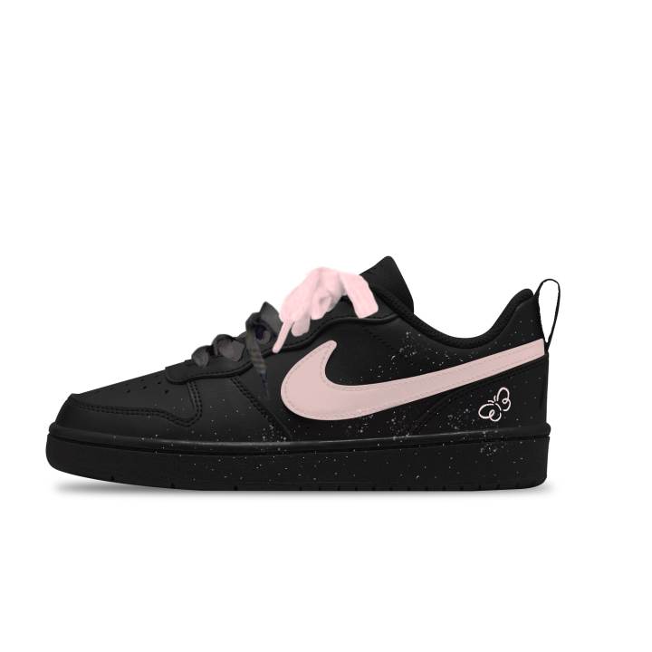 Nike Nike Court Borough Pink Butterfly Leather Slip Resistant Abrasion Resistant Low top Kids' Skateboarding Shoes Unisex