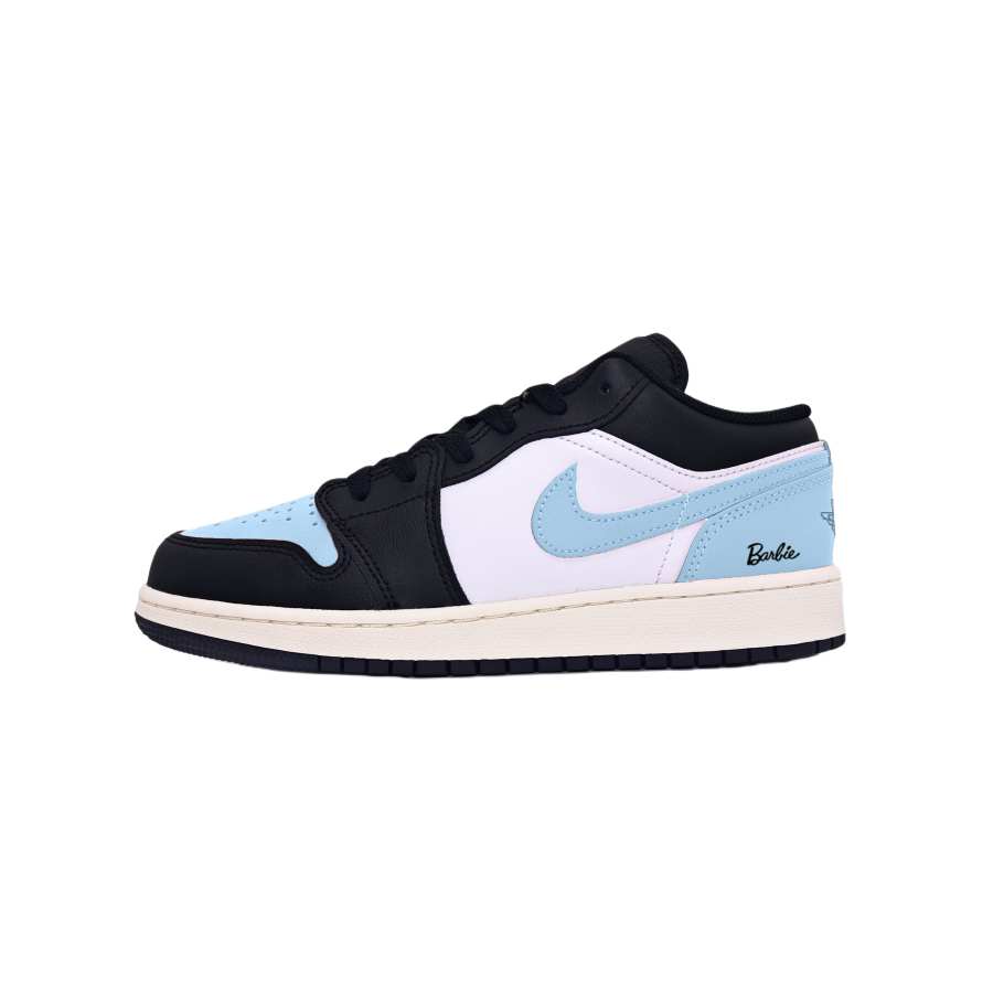 Jordan Jordan Air Jordan 1 Low Slip Resistant Abrasion Resistant Low top Children's Basketball Shoes Black Blue Teenagers