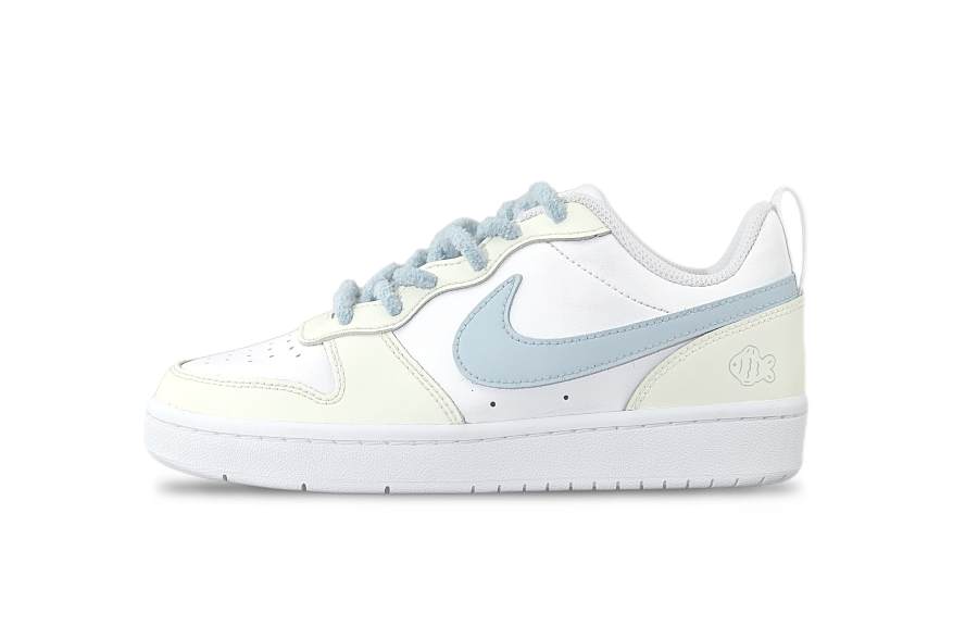Nike Nike Court Borough Bubbles Fish Anti Slip Wear Resistant Low Top Kids' Skateboarding Shoes Cream Yellow Teenagers