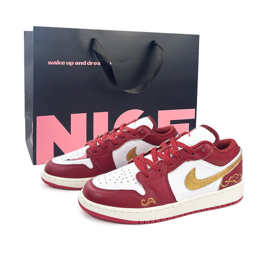 Jordan Jordan Air Jordan 1 Lightweight Cushioning Low top Children's Basketball Shoes Brick Red Teenagers