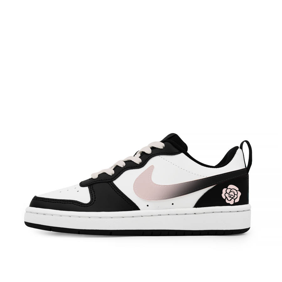 Nike Nike Court Borough Camellia Love Leather Cushioning, Wear Resistant Low top Kids' Skateboarding Shoes White Pink Black