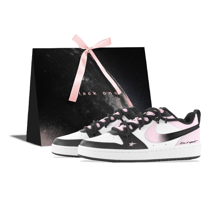 Nike Nike Court Borough Black Pink Transformation Leather Cushioning Abrasion Resistant Breathable Low top
