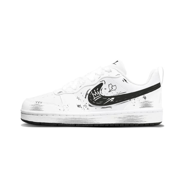 Nike Nike Court Borough Black Blade Trace Synthetic Leather Abrasion Resistant Abrasion Resistant Low top