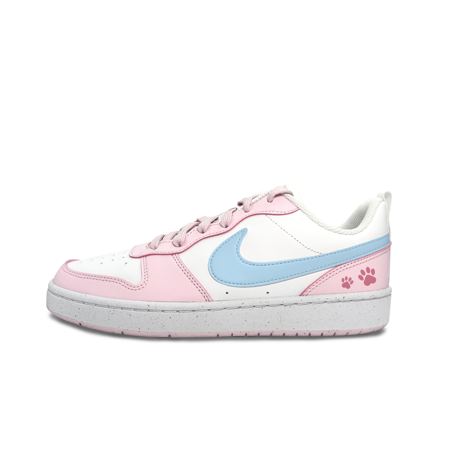 Nike Nike Court Borough Pink Paw Print Synthetic Leather Slip Resistant Abrasion Resistant Low top Skateboard Shoes Pink