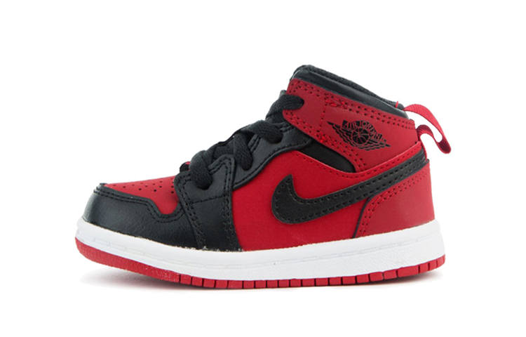 Jordan Jordan Air Jordan 1 Banned Cushioning Support High top Toddler Shoes Black Red Infant And Toddler