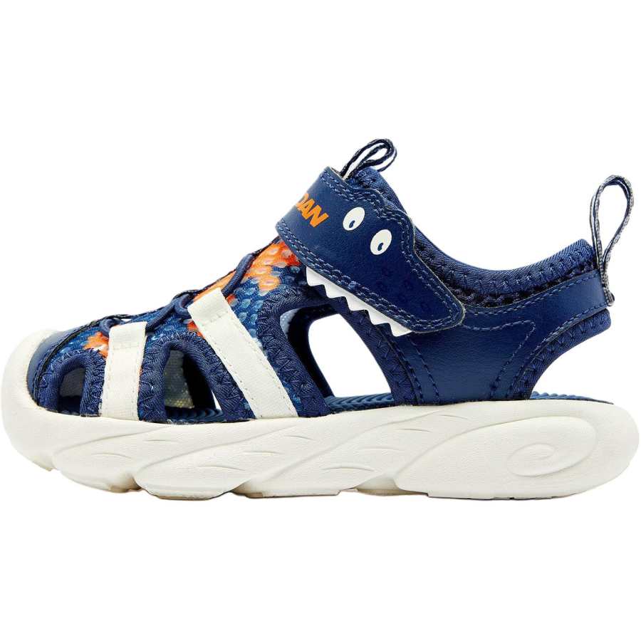 QIAODAN Slip Resistant Abrasion Resistant Low top Toddler Shoes Serene Blue/Sun Orange Infant And Toddler