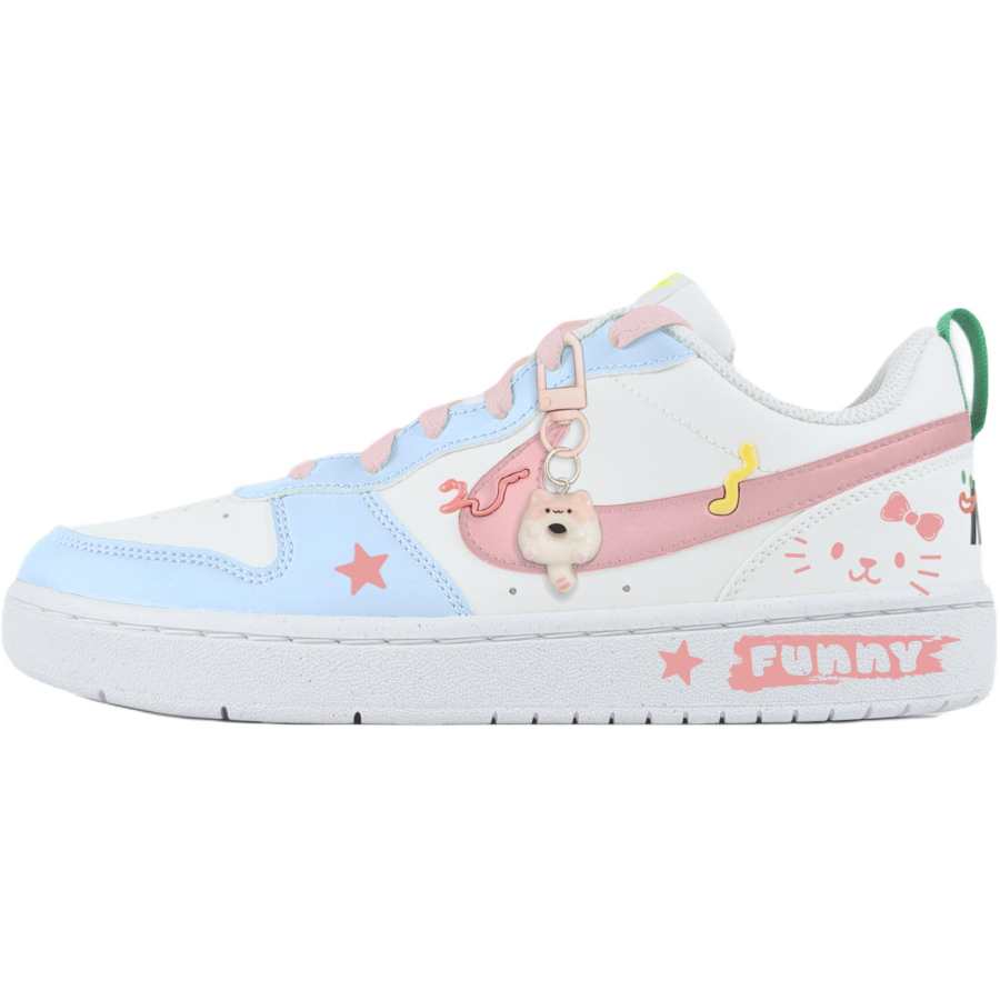 Nike Nike Court Borough Slip Resistant Abrasion Resistant Low top Kids' Skateboarding Shoes White Teenagers
