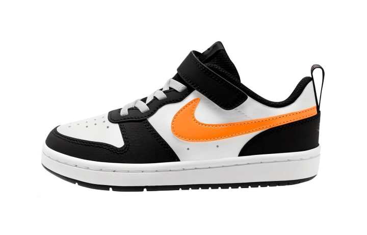 Nike Nike Court Borough Low 2 Slip Resistant Cushioning Abrasion Resistant Low top Skateboard Shoes Black White Orange Kids'