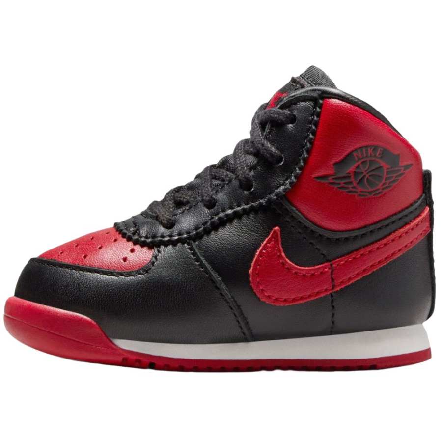 Jordan Jordan Air Jordan 1 Slip Resistant Abrasion Resistant High top Toddler Shoes Black Red Infant And Toddler