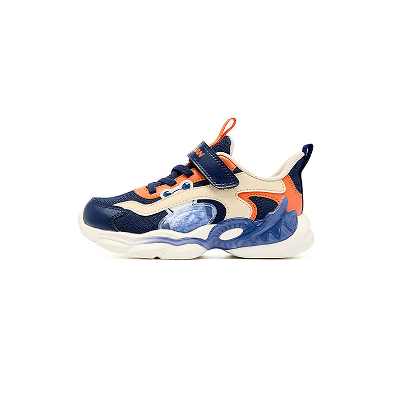 QIAODAN Breathable Balance Low top Kids' Running Shoes Serene Blue/Maple Leaf Orange Children Aged 3 7 Years Old
