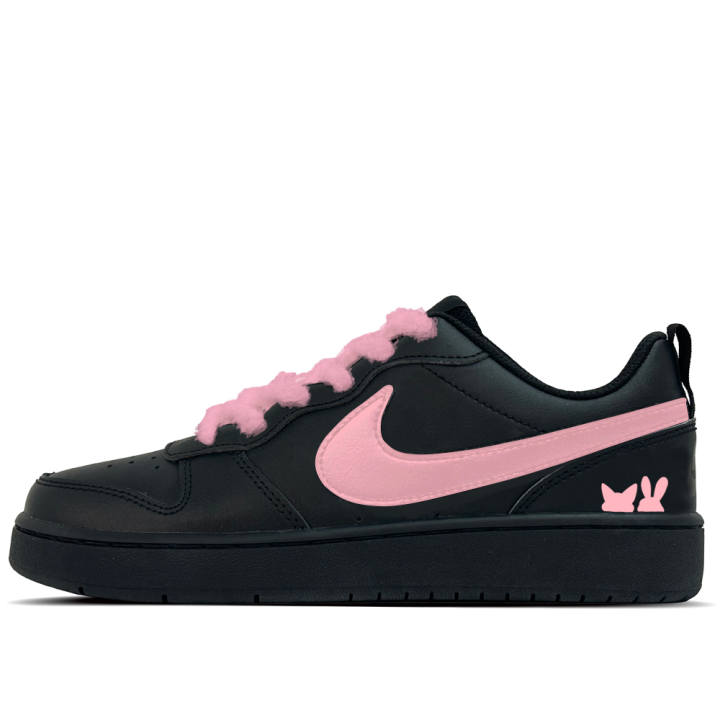 Nike Nike Court Borough Fox Rabbit Leather Slip Resistant Abrasion Resistant Low top Kids' Skateboarding Shoes Black
