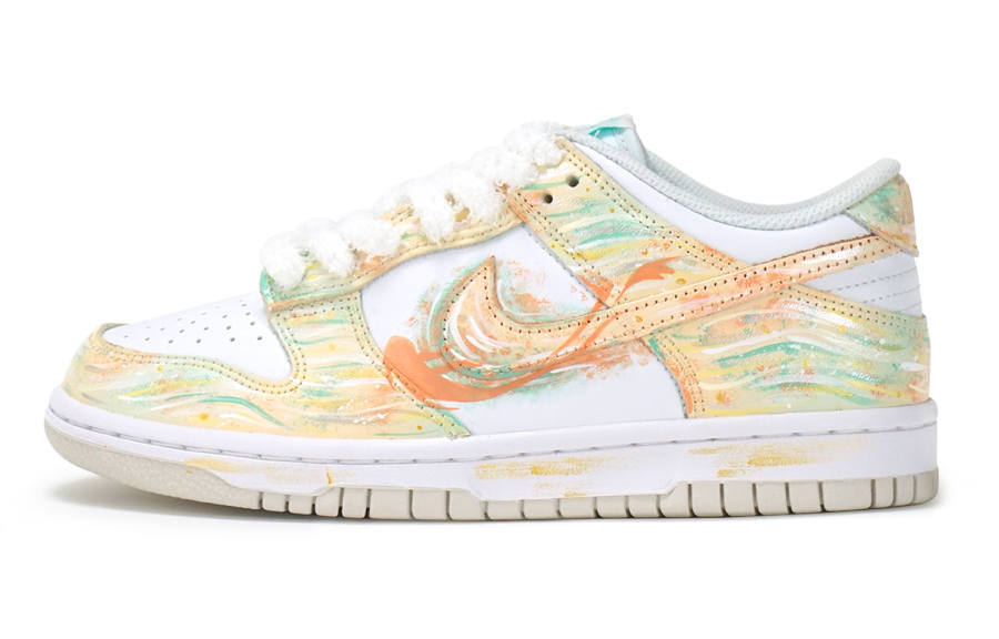 Nike Nike Dunk Tropical Twist Synthetic Leather Low top Kids' Skateboarding Shoes White Pink Green Teenagers