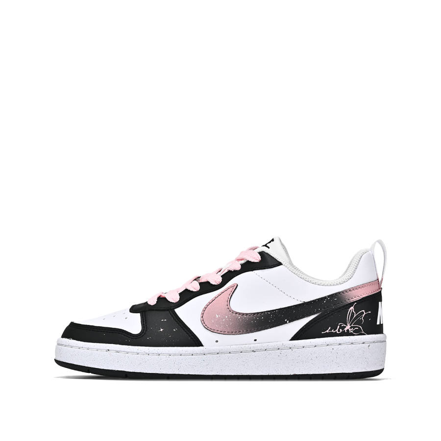 Nike Nike Court Borough Low Slip Resistant Abrasion Resistant Low top Kids' Skateboarding Shoes Black Pink Teenagers