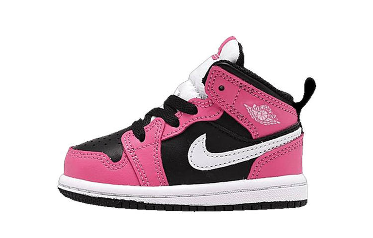Jordan Jordan Air Jordan 1 Mid Synthetic Leather Mid top Basketball Shoes Pink Black Infant And Toddler