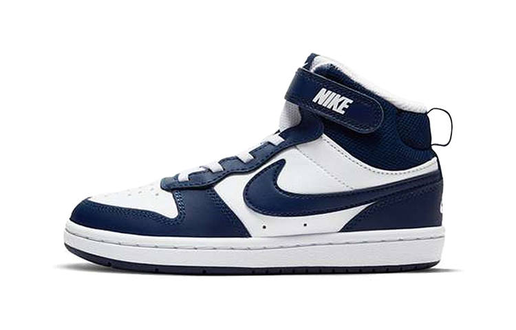 Nike Nike Court Borough Mid 2 Cow Leather Mid top Kids' Skateboarding Shoes White Blue Children Aged 3 7 Years Old