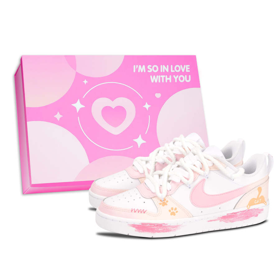 Nike Nike Court Borough Slip Resistant Abrasion Resistant Low top Kids' Skateboarding Shoes Pink Teenagers