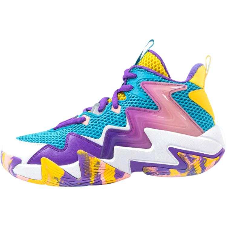 QIAODAN Mid top Basketball Shoes Blue Yellow Purple Teenagers
