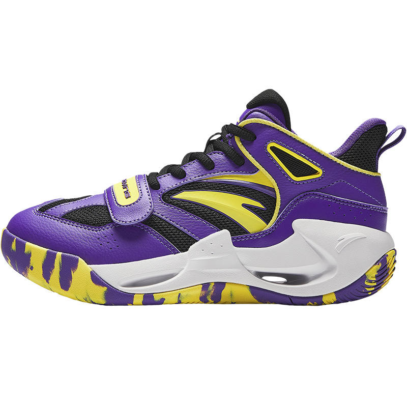 Antakids Wind Tunnel Mid top Basketball Shoes Yellow Purple Teenagers