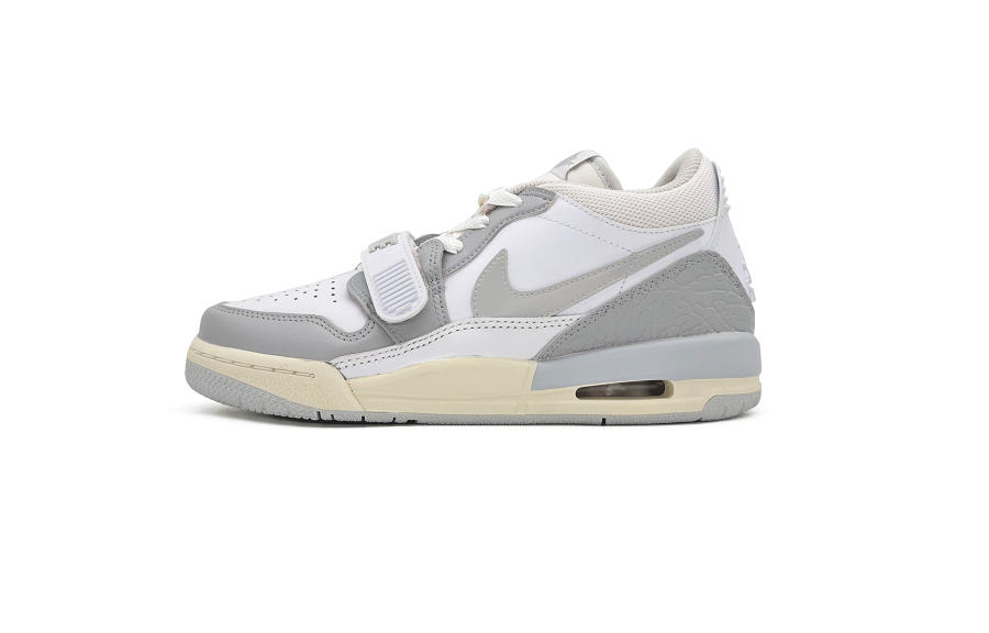 Jordan Jordan Legacy 312 Leather Slip Resistant Abrasion Resistant Mid top Children's Basketball Shoes White Gray Teenagers