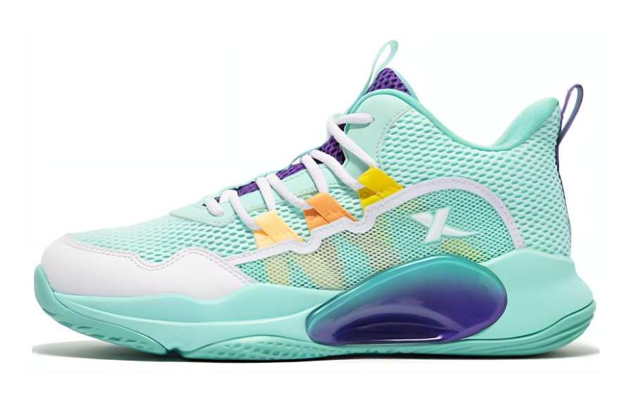 XTEP Comfortable Cushioning Abrasion Resistant Cushioning, Wear Resistant Mid top Children's Basketball Shoes Blue