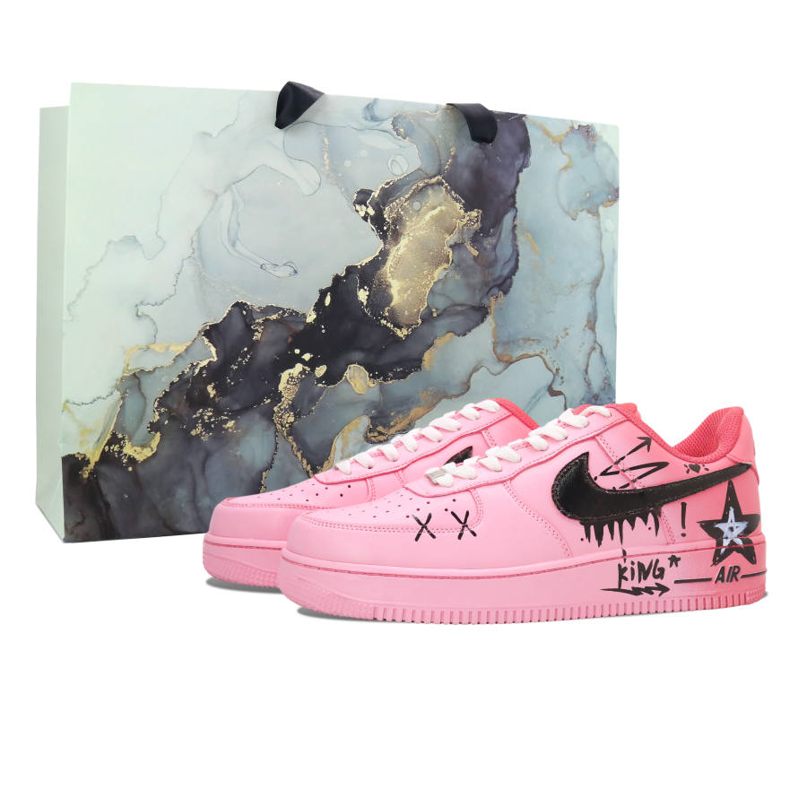 Nike Nike Air Force 1 Heartbeat King Star Leather Slip Resistant Height Increasing Support Low top Kids' Skateboarding Shoes
