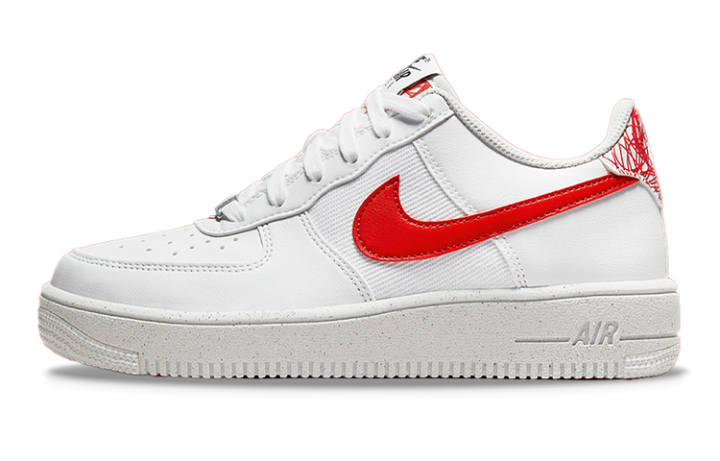 Nike Nike Air Force 1 Leather Slip Resistant Cushioning Abrasion Resistant Low top Skateboard Shoes White Red Unisex
