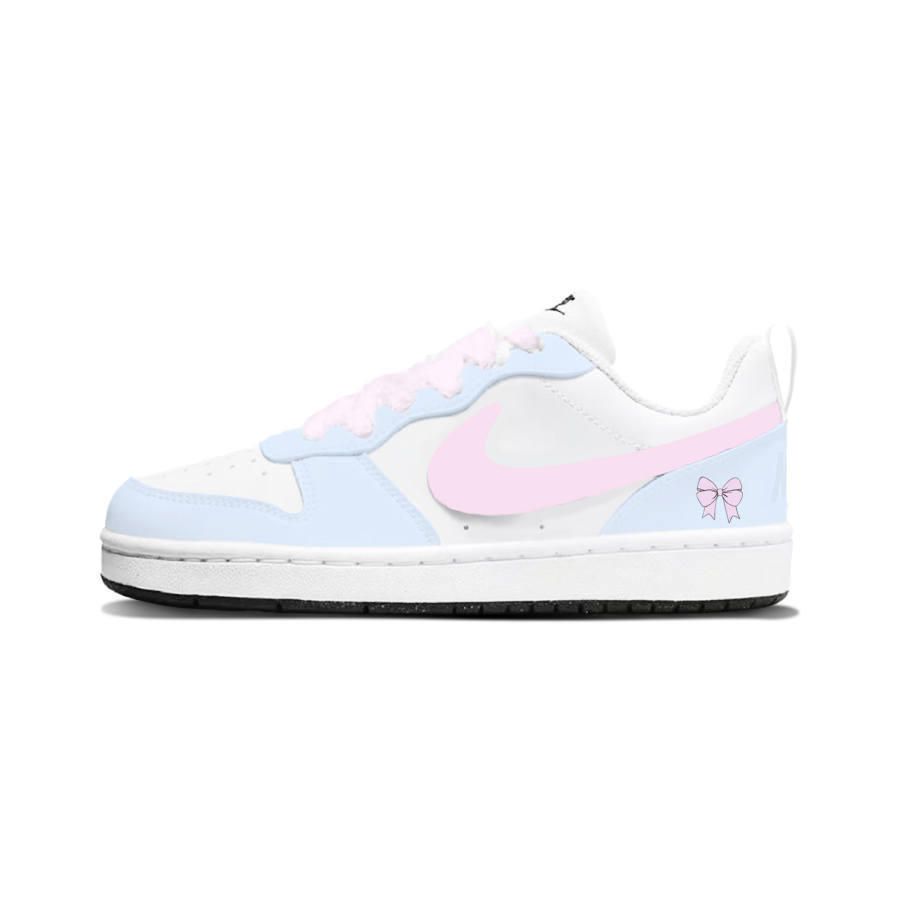 Nike Nike Court Borough Pink Trace Soft Synthetic Leather Low top Kids' Skateboarding Shoes Pink Blue Teenagers