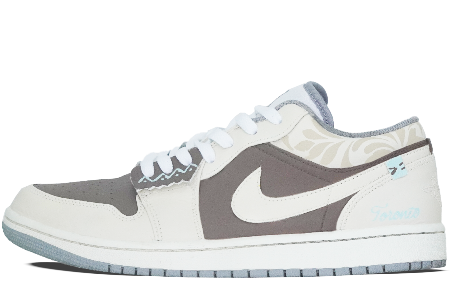 Jordan Jordan Air Jordan 1 Slip Resistant Cushioning Abrasion Resistant Low top Children's Basketball Shoes Brown White