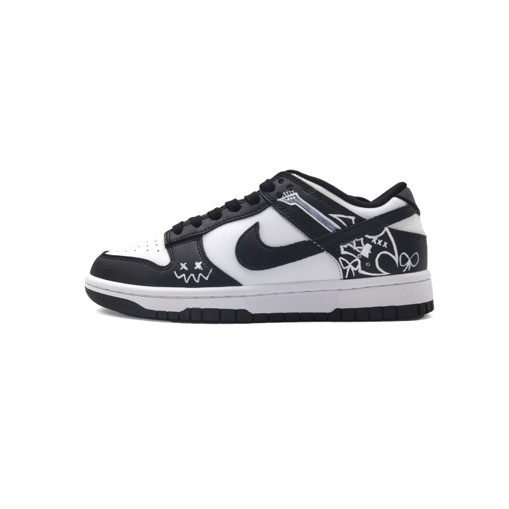 Nike Nike Dunk Strange Strings Leather Slip Resistant Cushioning Lightweight Cushioning Low top Skateboard Shoes Black Kids'