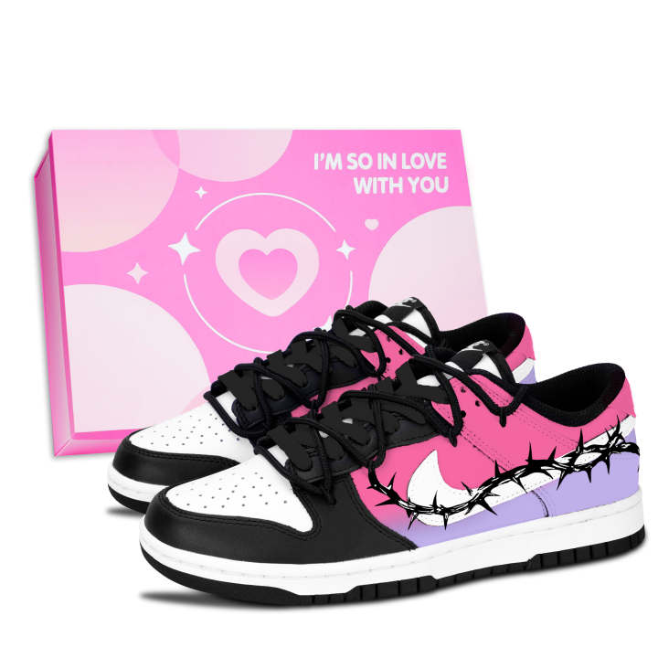 Nike Nike Dunk Black White, Purple Cactus Graceful Leather Slip Resistant Abrasion Resistant