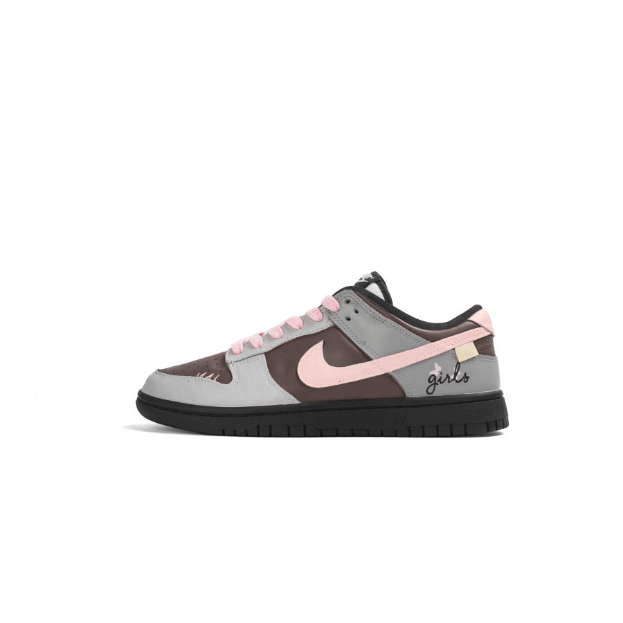 Nike Nike Dunk Leather Slip Resistant Lightweight Cushioning Low top Kids' Skateboarding Shoes Gray Pink Teenagers