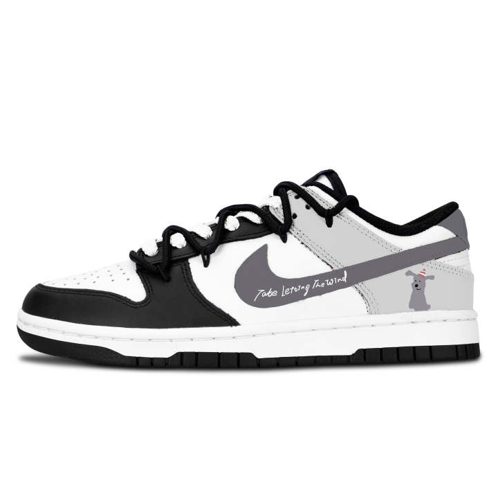 Nike Nike Dunk Black White, Wind Whispers Elegance Leather Slip Resistant Abrasion Resistant