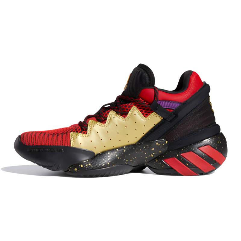 Adidas Adidas D.O.N. Issue #2 J Mitchell Breathable Low top Children's Basketball Shoes Black Red Gold