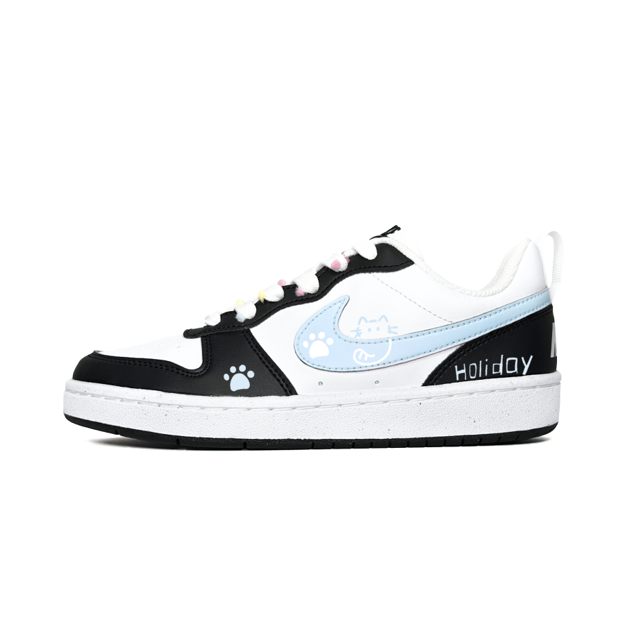 Nike Nike Court Borough LOW RECRAFT Slip Resistant Abrasion Resistant Low top Kids' Skateboarding Shoes Blue Teenagers