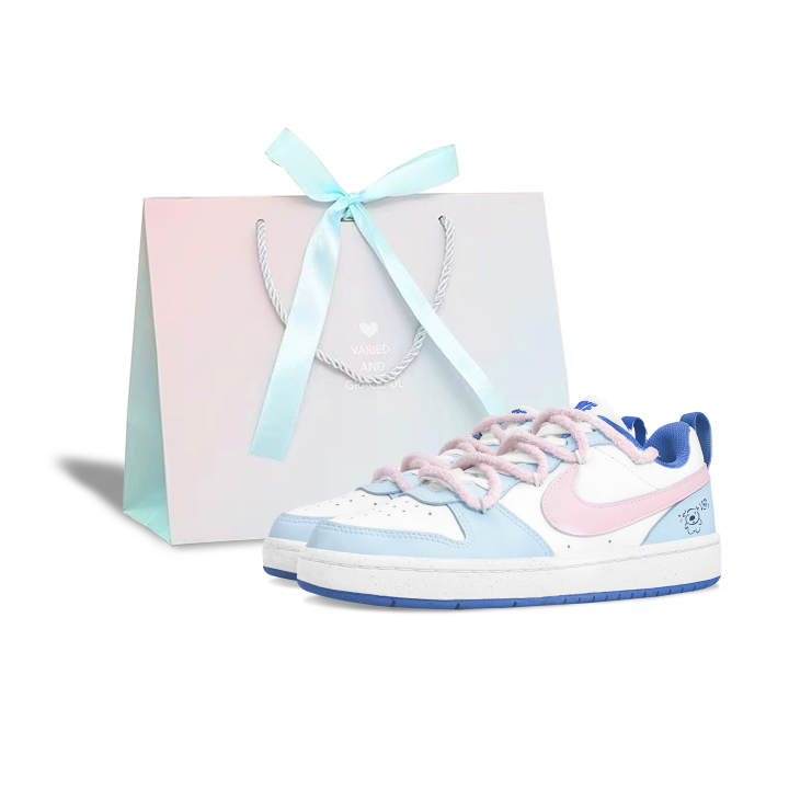 Nike Nike Court Borough Hello Kitty Cute Slip Resistant Cushioning Abrasion Resistant Low top Skateboard Shoes Light Blue