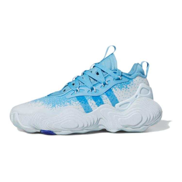 Adidas Adidas Trae Young 3.0 Slip Resistant Abrasion Resistant Low top Children's Basketball Shoes White Blue Teenagers