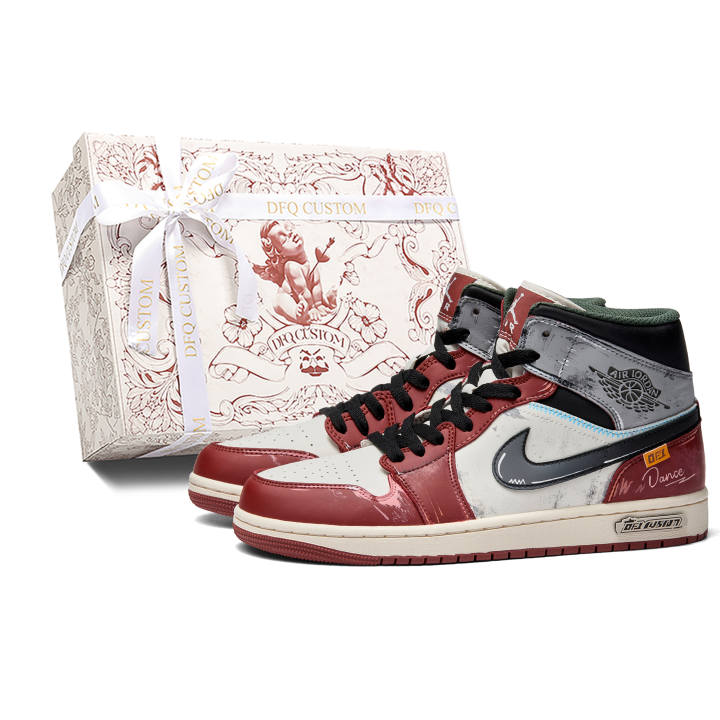 Jordan Jordan Air Jordan 1 Red Black Patchwork Cushioning Abrasion Resistant Slip Resistant