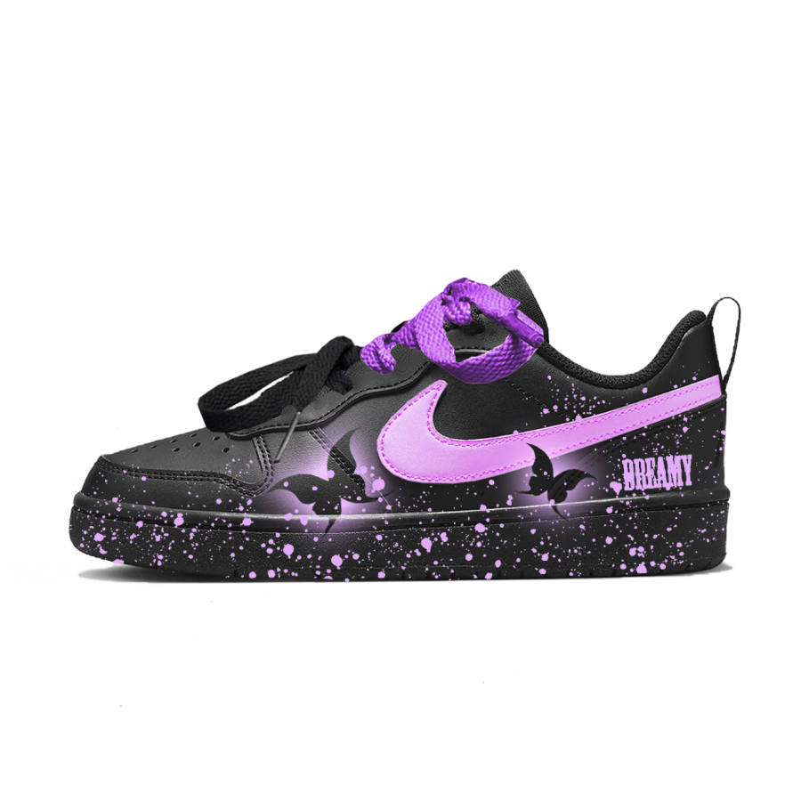 Nike Nike Court Borough Purple Mist Dream Butterfly Leather Slip Resistant Low top Kids' Skateboarding Shoes Black Purple