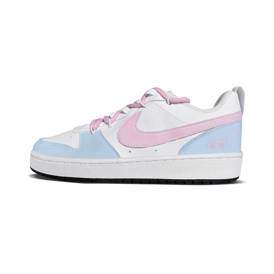 Nike Nike Court Borough Ice Blue Kitten Synthetic Leather Abrasion Resistant Low top Kids' Skateboarding Shoes Unisex