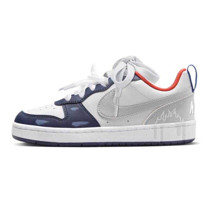 Nike Nike Court Borough Low Slip Resistant Low top Kids' Skateboarding Shoes Navy Blue Teenagers