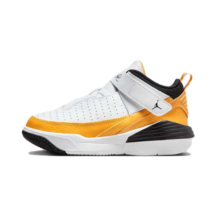 Jordan Pre school Jordan Max Aura 5 Cushioning, Wear Resistant Mid top Children's Basketball Shoes Yellow White Black
